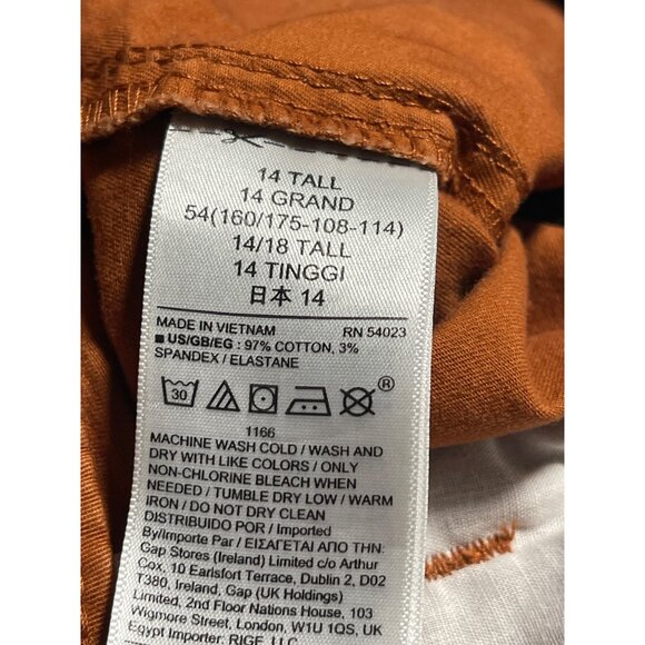 Gap Girlfriend Khaki Pants Women 14 Tall Rust Orange Cotton Blend Straight Leg - Picture 8 of 8